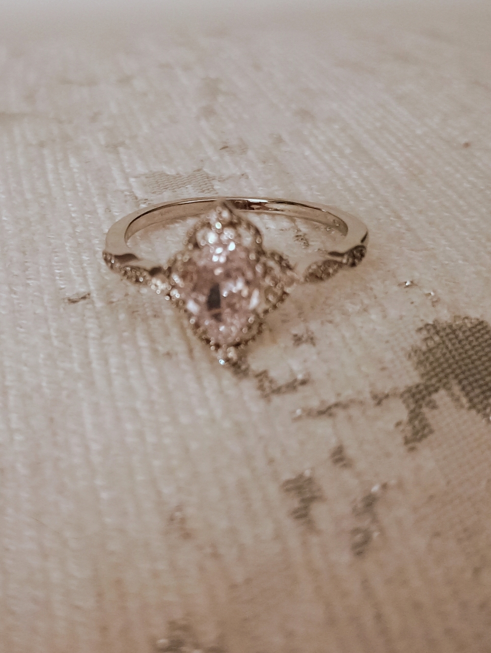 PRICE FIRM NWOT Silver Teardrop Halo Faux Engagement Ring, Size 9